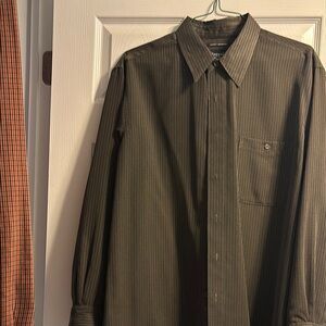 Haggar Luxury Microfiber Shirt - Brown Striped